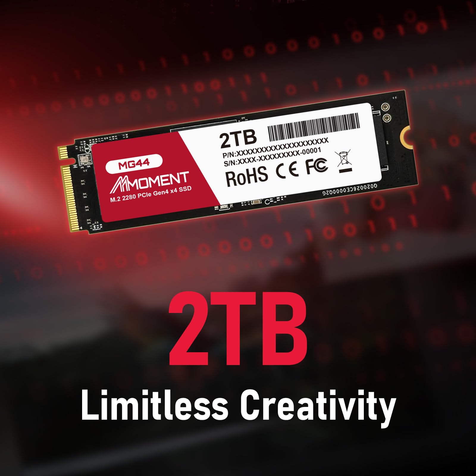 Amazon | MMOMENT MG44 PCIe 4.0 NVMe SSD 2TB M.2 2280 内蔵型